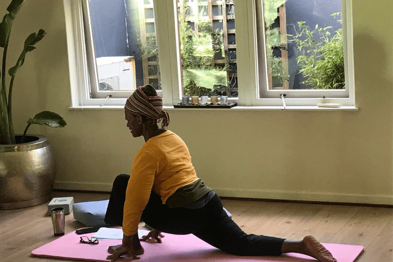 Busi teaching Yoga at TYC